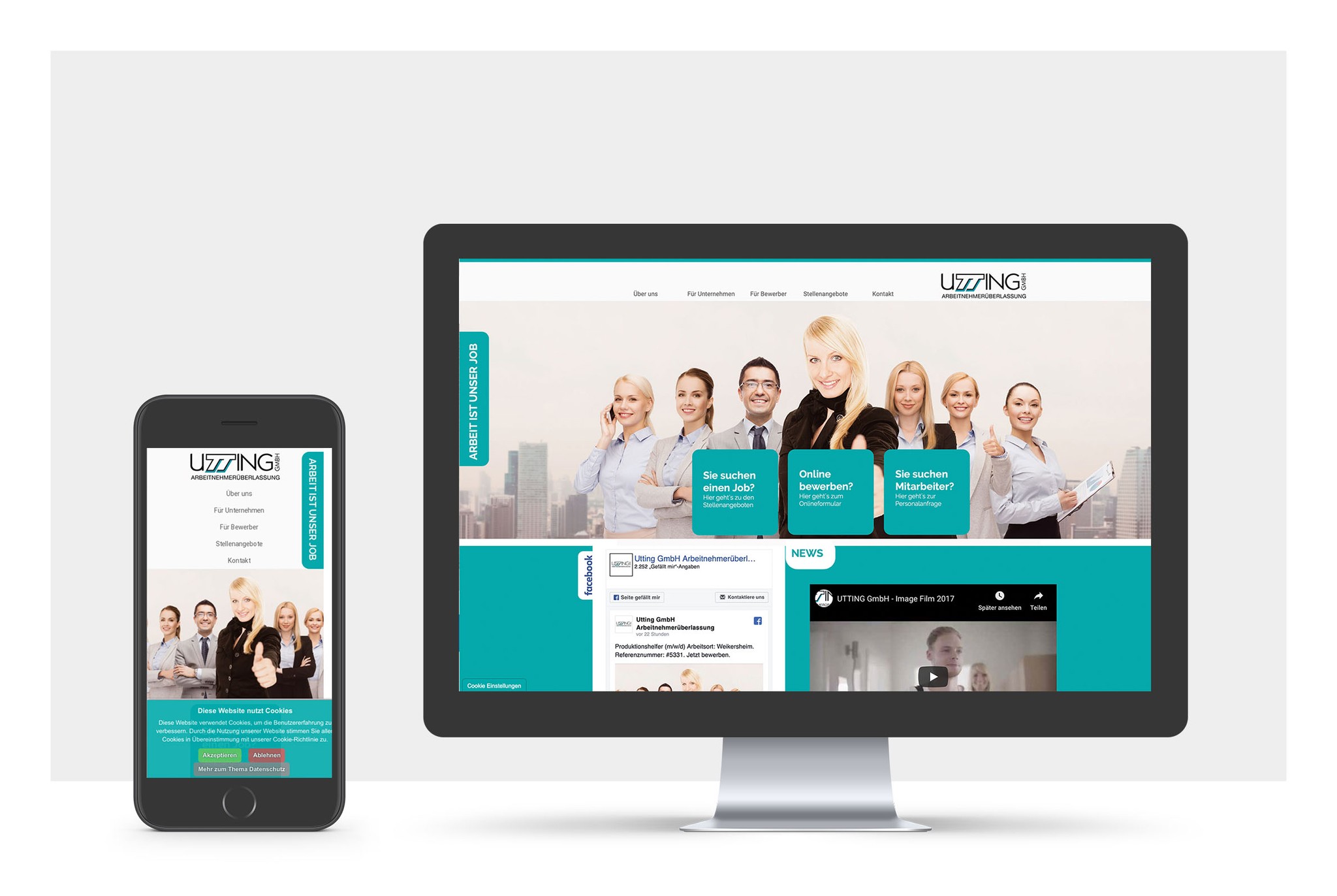 Device-Mockup der Website Utting Personal
