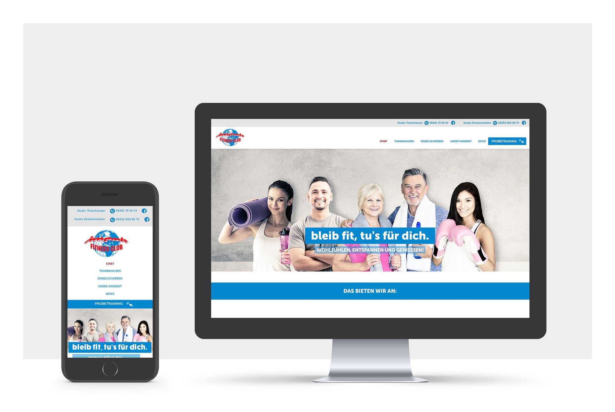 Device-Mockup der Website Impuls Fitness
